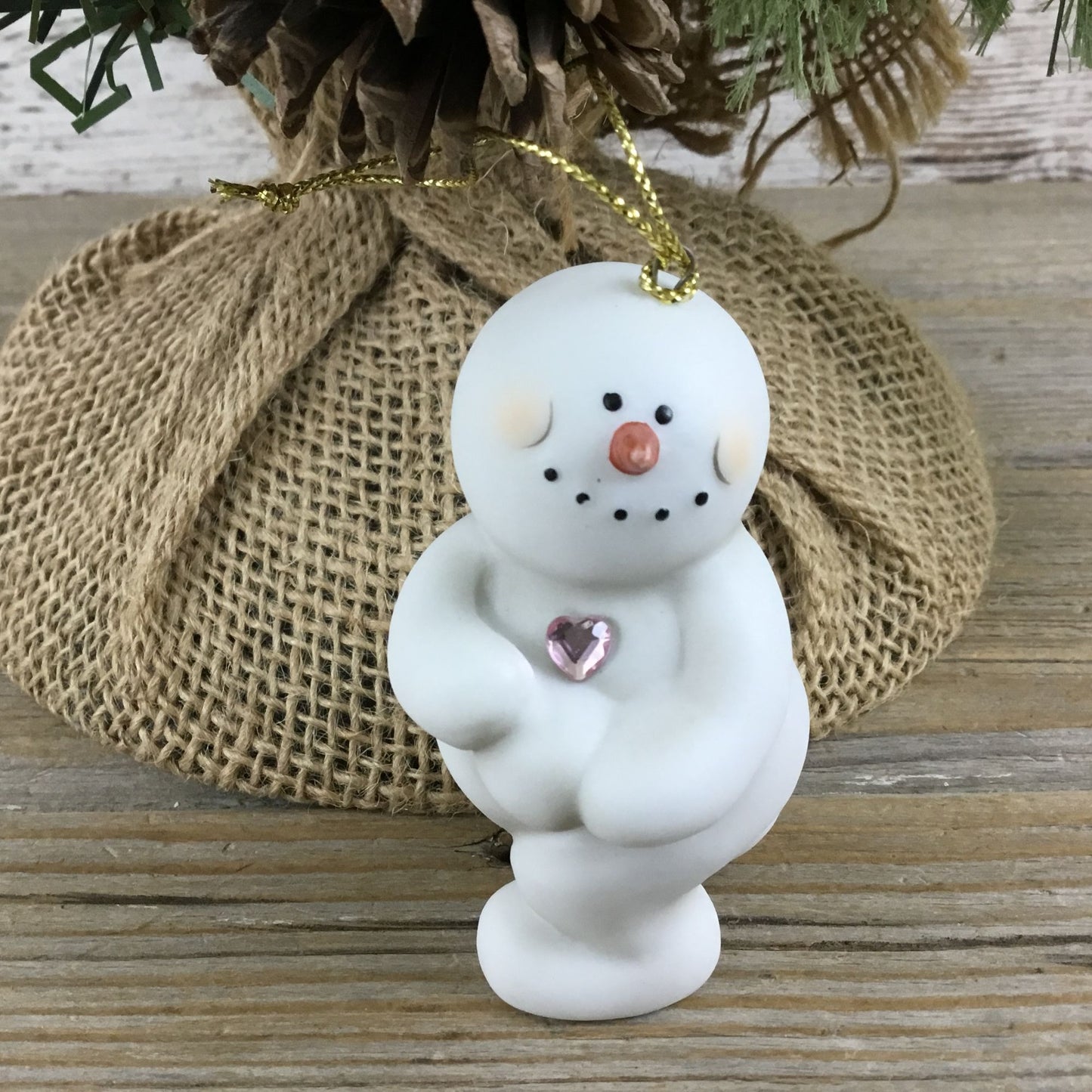 Snowman Ornament With June Birthstone Heart