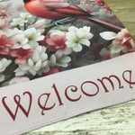 Male Cardinal and Flowers Garden Flag