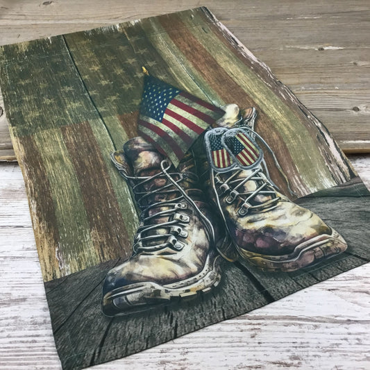 Rustic American Flag and Boots Garden Flag