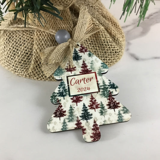 Customizable Christmas Tree Ornament - Personalized with Name & Year