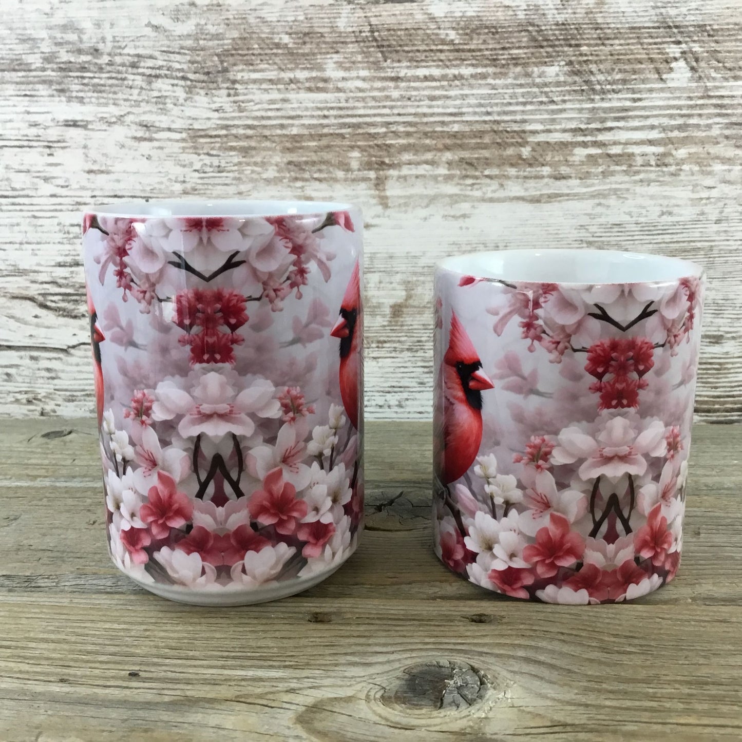 Male Cardinal and Flowers Ceramic Coffee Mug