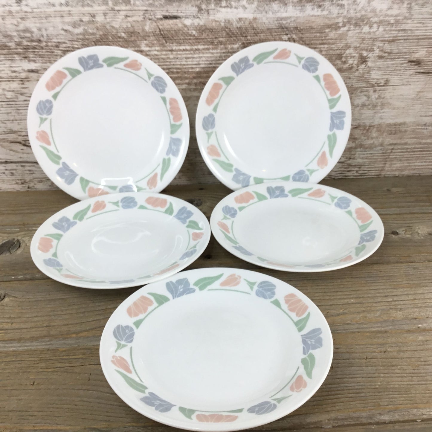 Set Of 5 Corelle Friendship 6 3/4" Bread/Dessert Plates Floral Pastel Pattern