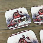 Red Truck Christmas on the Farm Set of 4 Hardboard Coasters