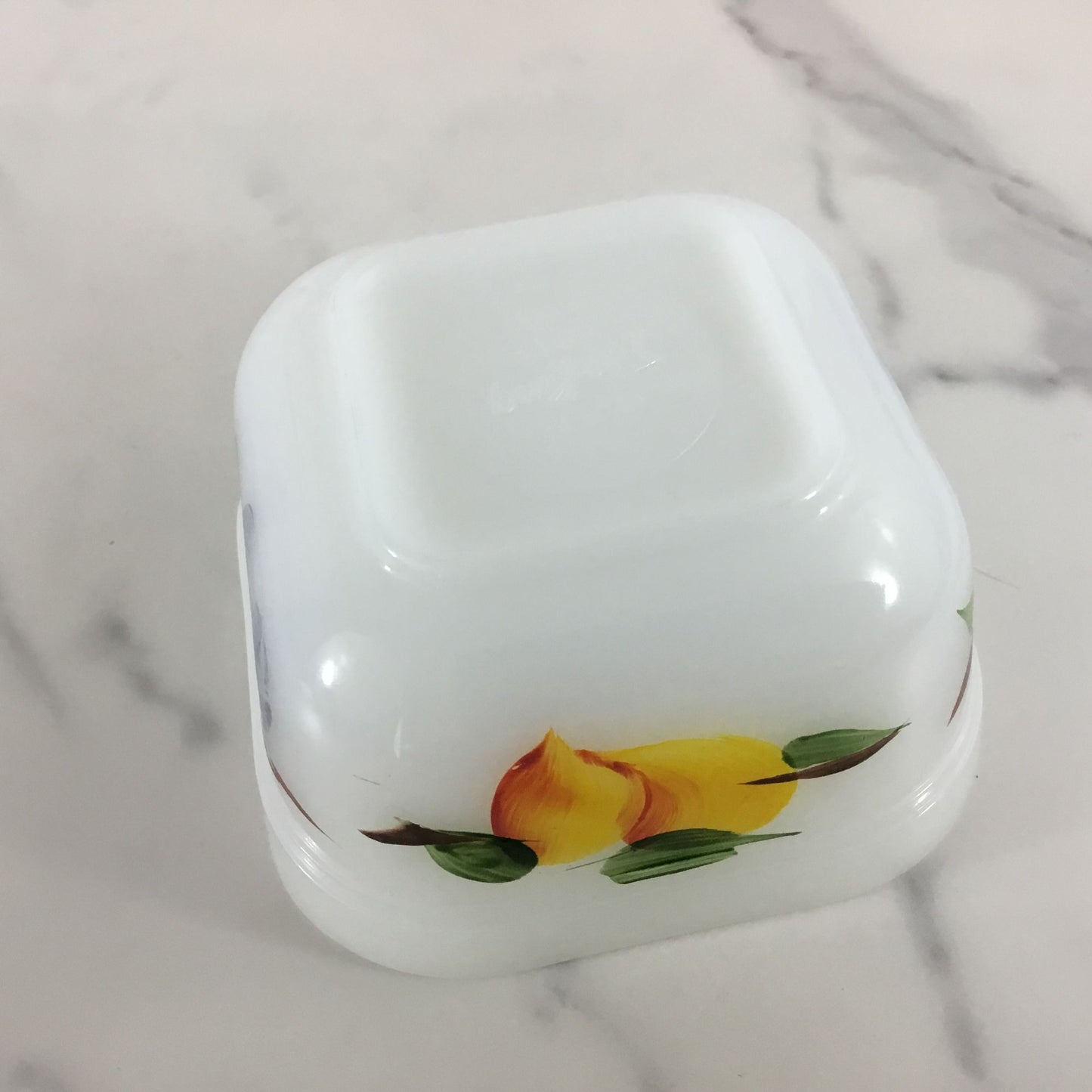 Vintage Fire King Gay Fad Fruits Square 4" Oven Ware Refrigerator Dish NO LID