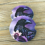 Raven Purple Floral Car Coasters