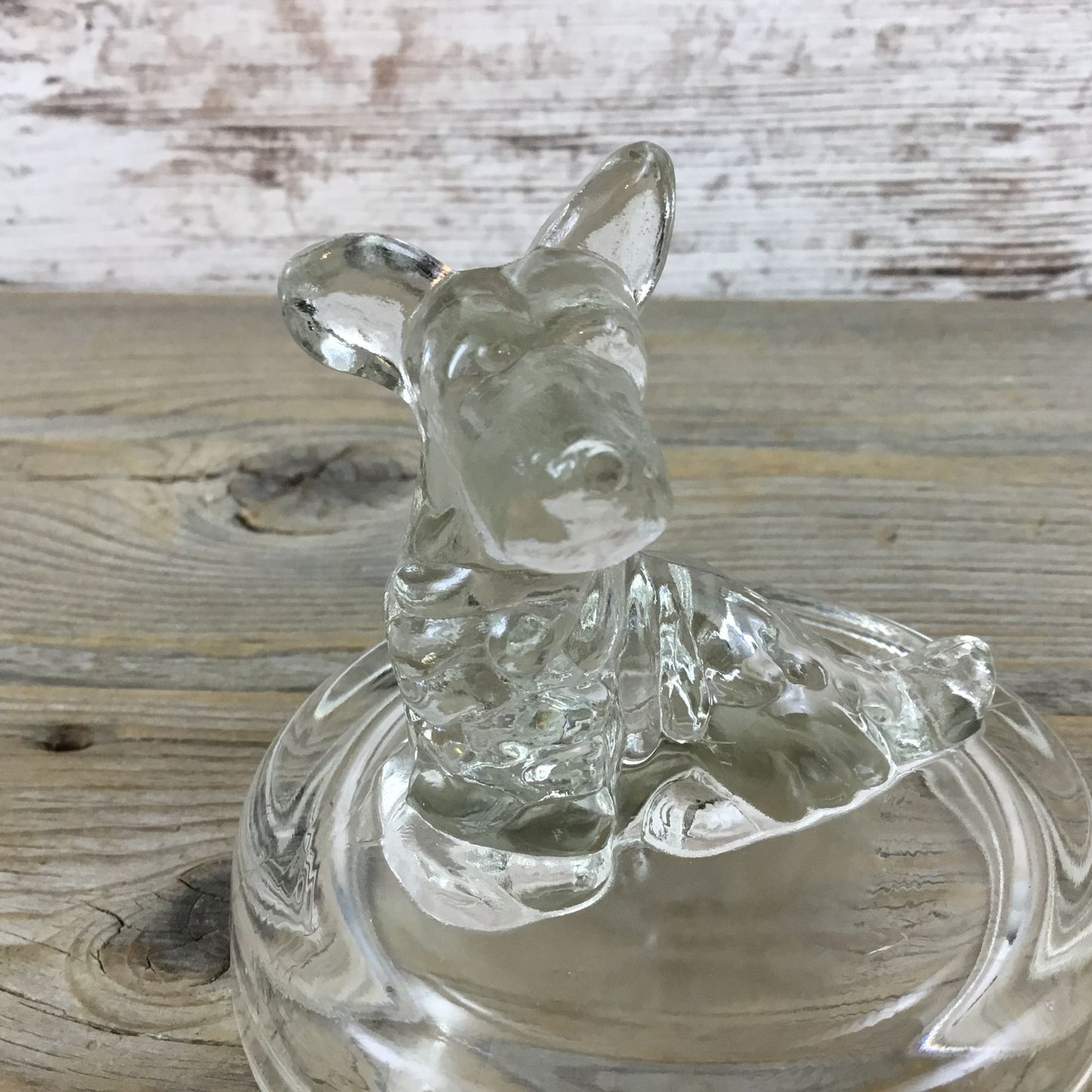 Vintage Jeannette Glass Clear Scotty Scottie Dog Powder Jar LID ONLY