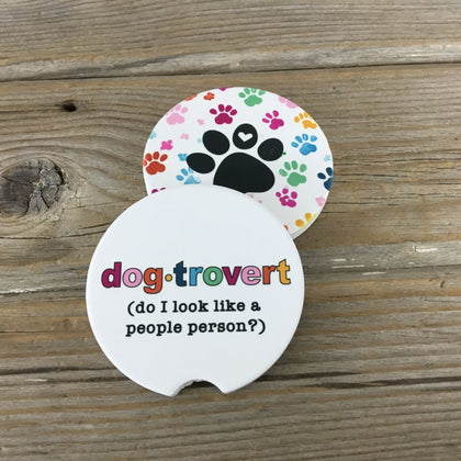 Dog-Trovert Do I Look Like a People Person Car Coasters Set of 2