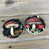 Red and White Polka Dot Mushroom Car Coasters