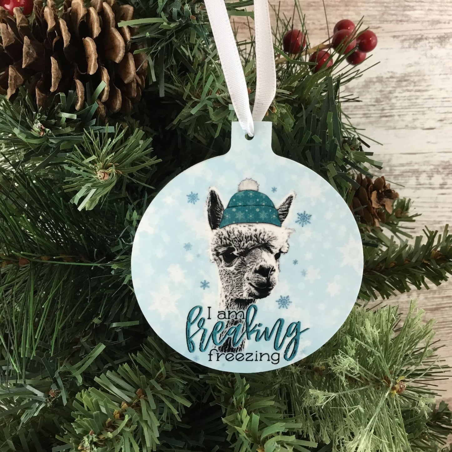 I am Freaking Freezing Winter Alpaca Christmas Ornament