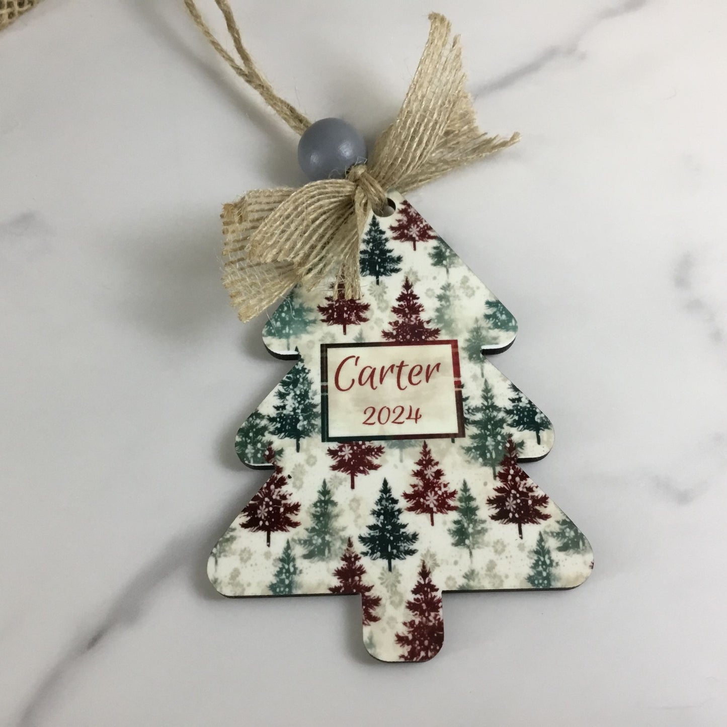 Customizable Christmas Tree Ornament - Personalized with Name & Year