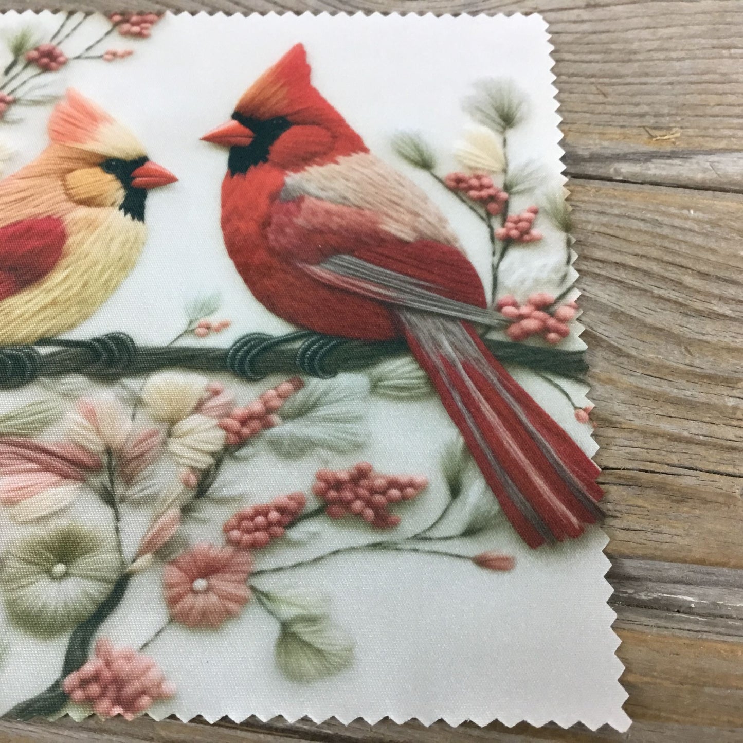 Cardinals and Blooms Microfiber Lens Cleaning Cloth 6" x 6"