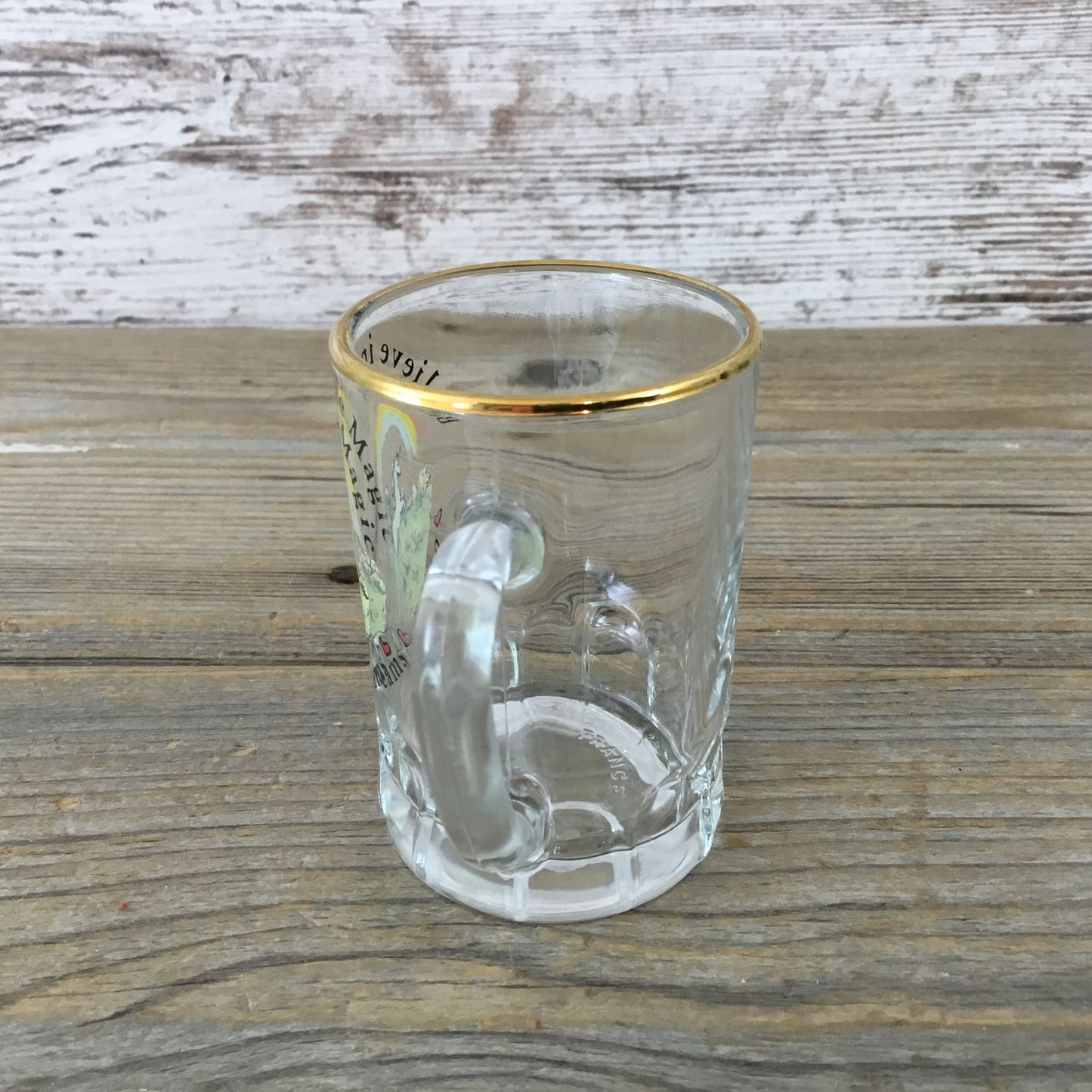 Russ Unicorn Glass Mug With 22K Gold Trim "Believe In The Magic Of Your Dreams"