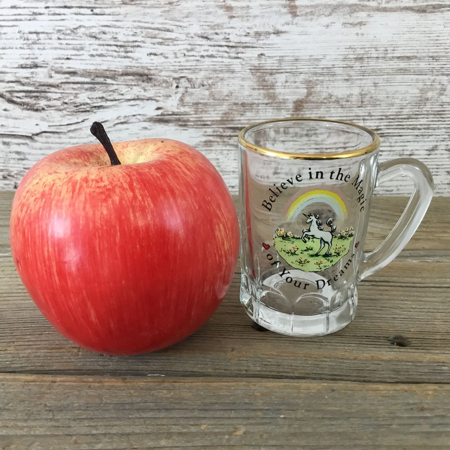 Russ Unicorn Glass Mug With 22K Gold Trim "Believe In The Magic Of Your Dreams"