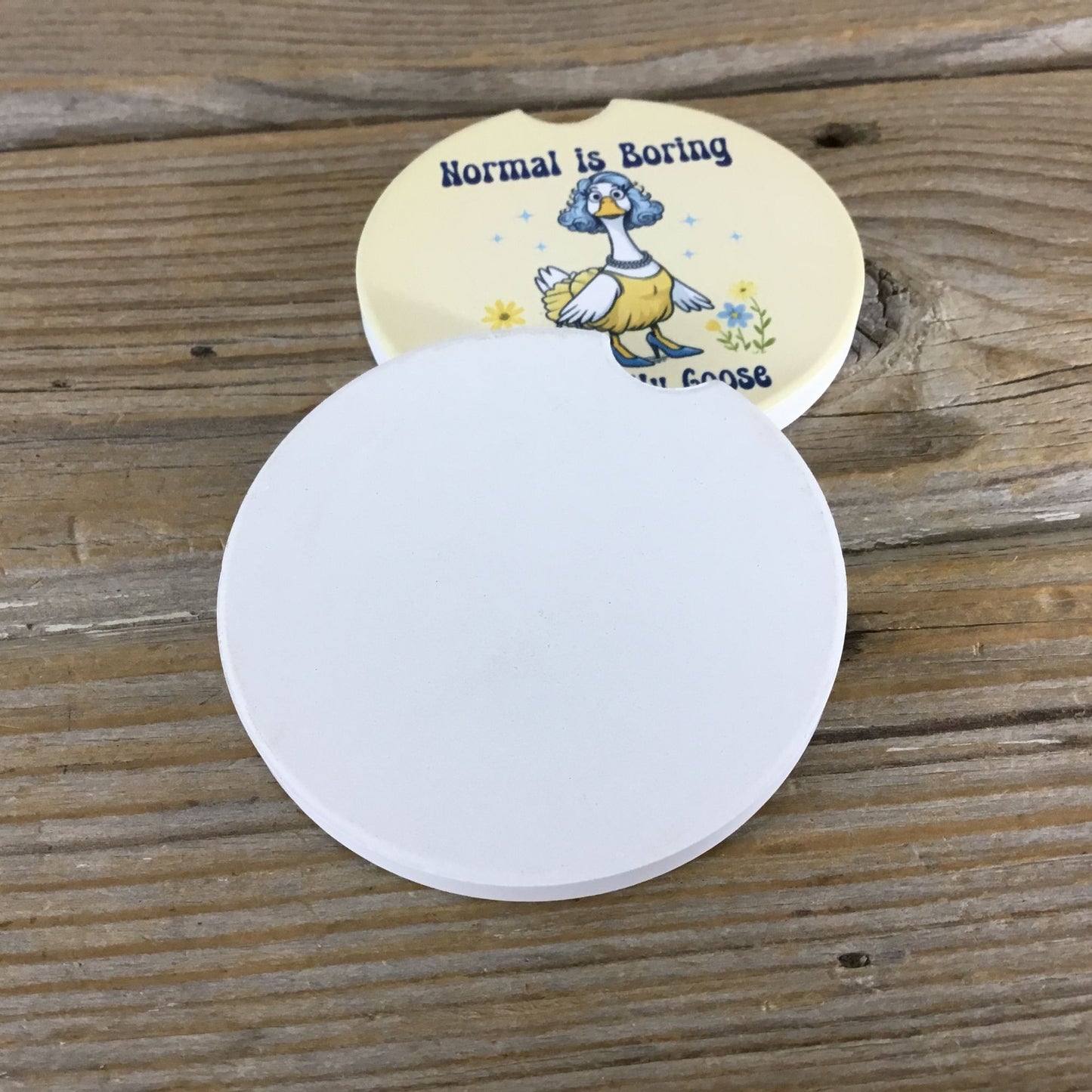 Normal Is Boring Be a Silly Goose Set of 2 Sandstone Car Coasters