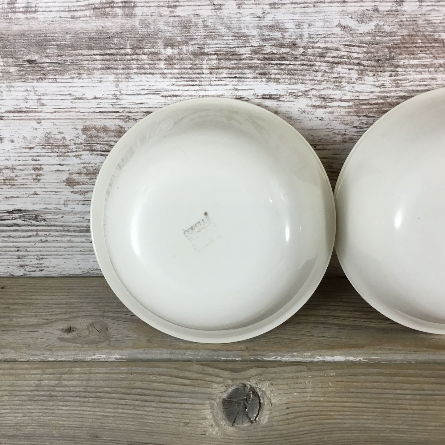 Set Of 3 Corelle Beige/Sandstone Cereal Bowls With Green Rim 6 1/4"