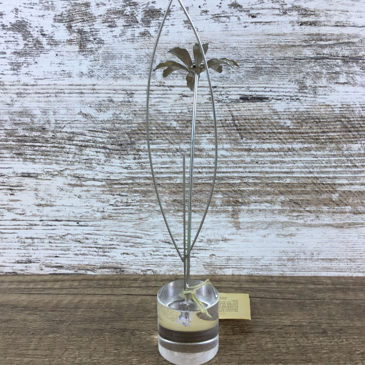 Handcrafted Metal Flower Sculpture With Clear Glass Base By Princess Art Inc.