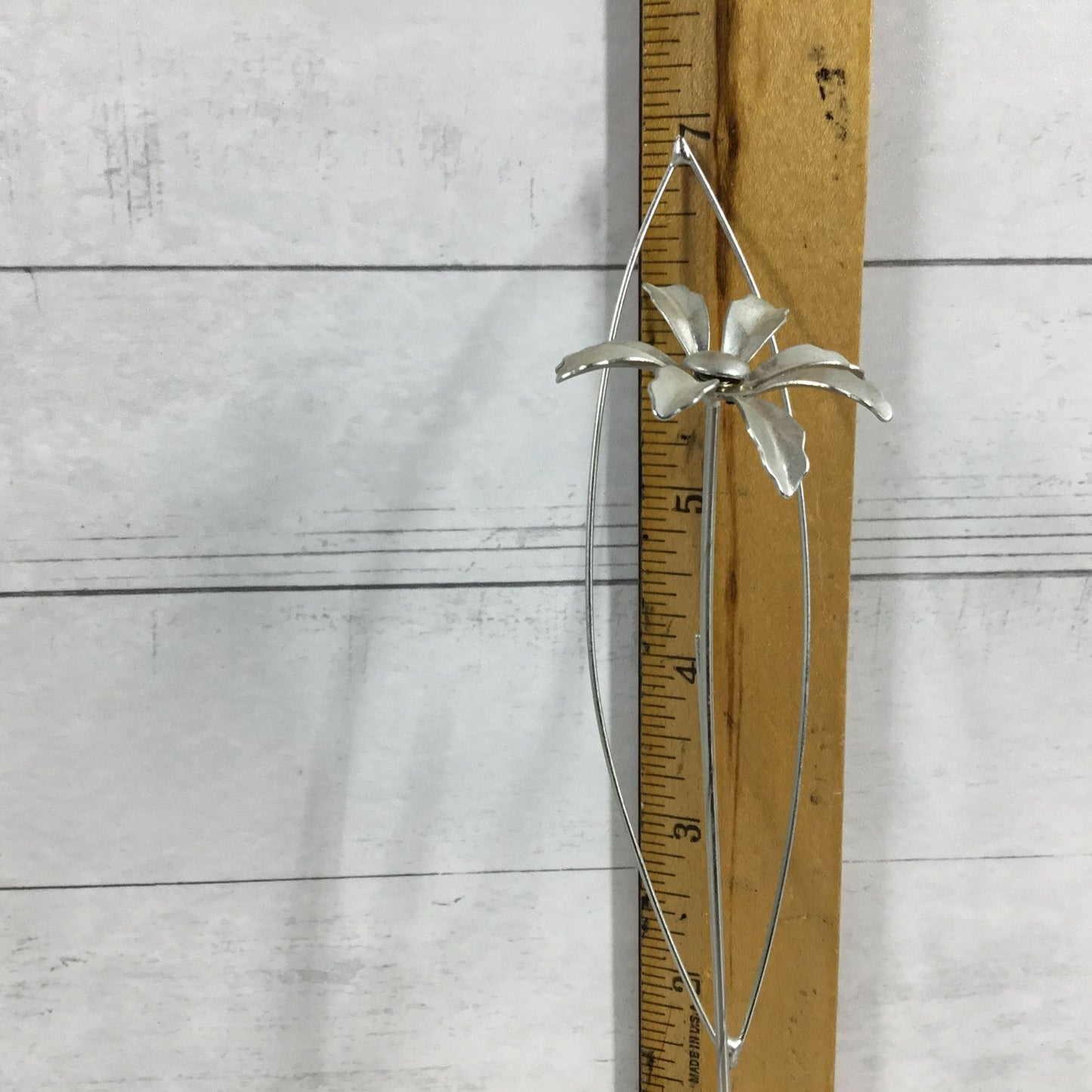 Handcrafted Metal Flower Sculpture With Clear Glass Base By Princess Art Inc.