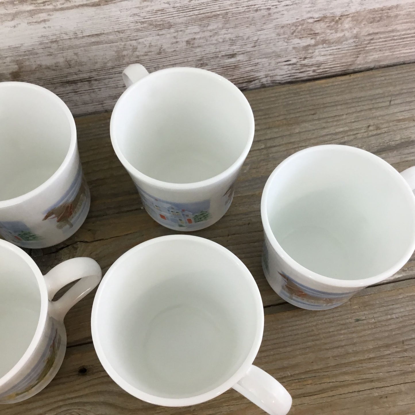 Set of 7 Corelle Country Memories Cup Saucer Sets Christmas Horse Sleigh Winter