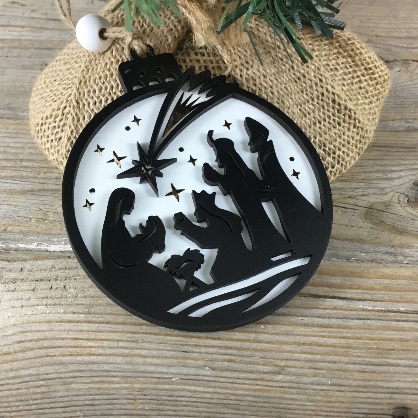 Set of 5 Handmade Religious Layered Christmas Ornaments