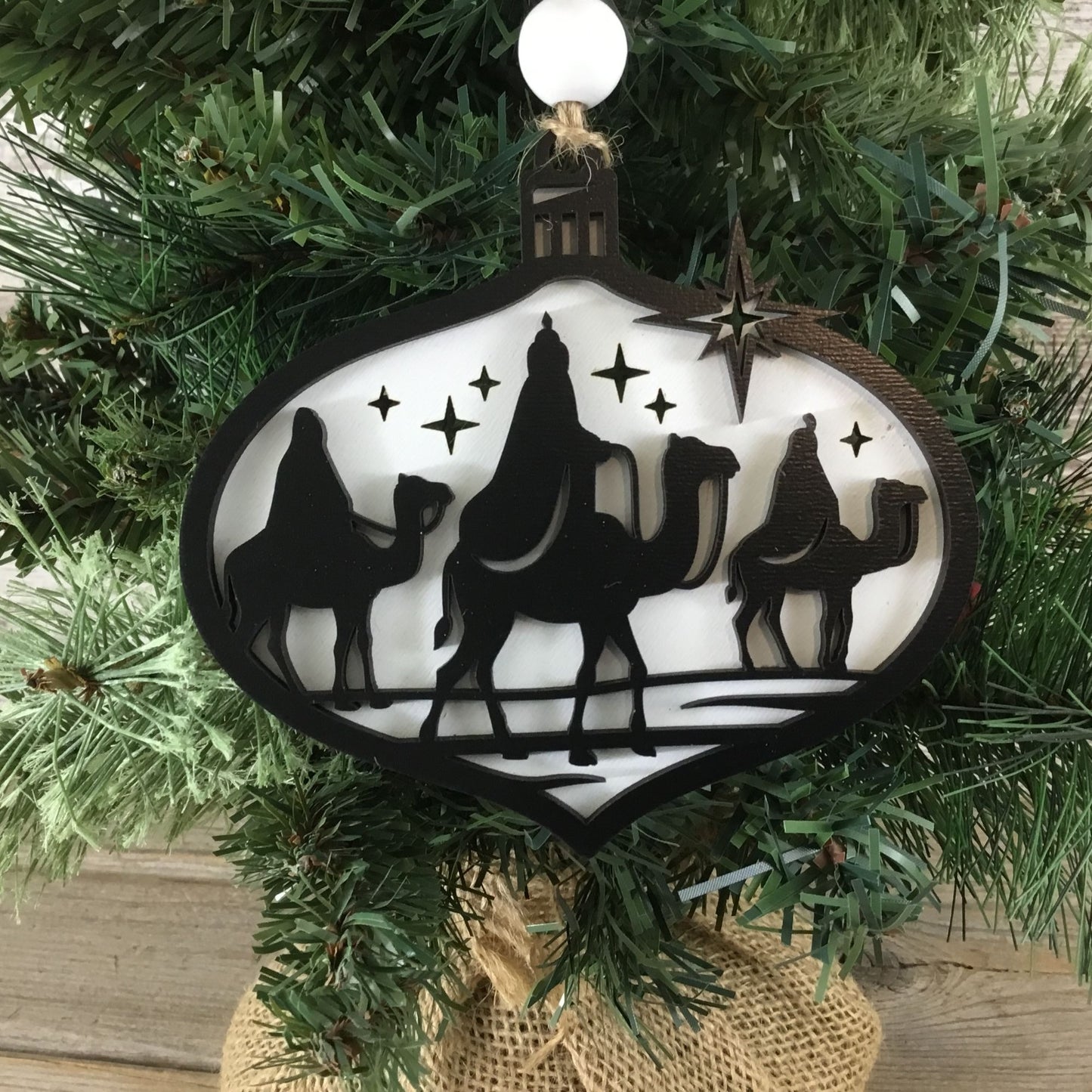 Set of 5 Handmade Religious Layered Christmas Ornaments