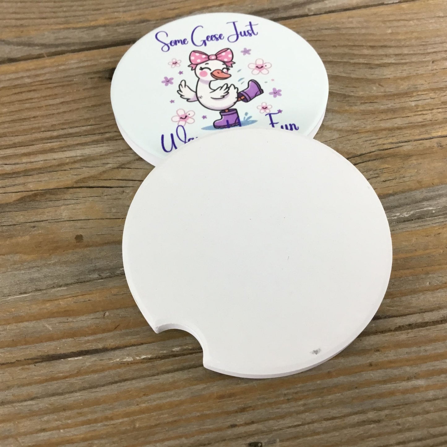 Some Geese Just Wanna Have Fun - Set of 2 Sandstone Car Coasters