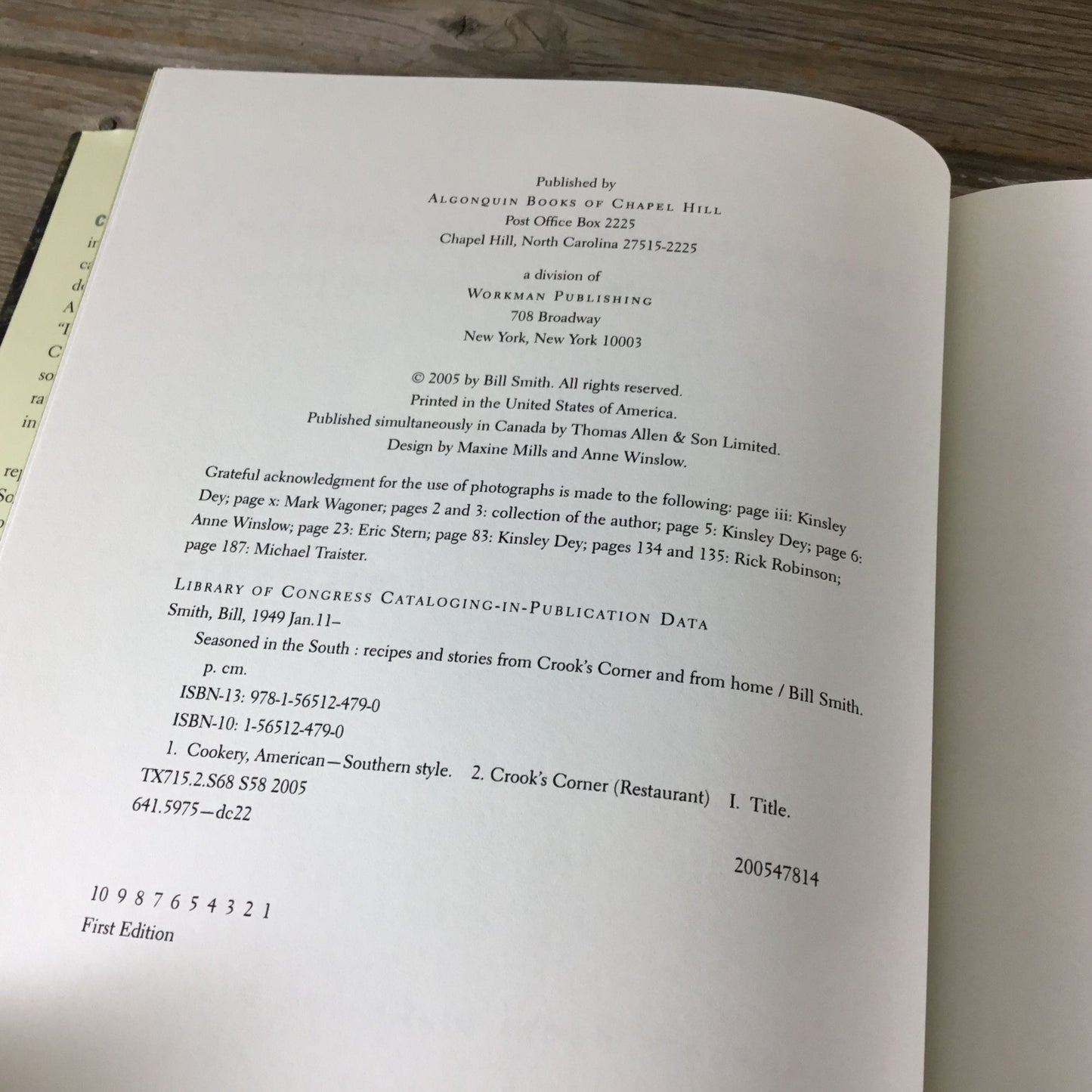 Seasoned In The South Cookbook Bill Smith Recipes From Crooks Corner Errata Slip