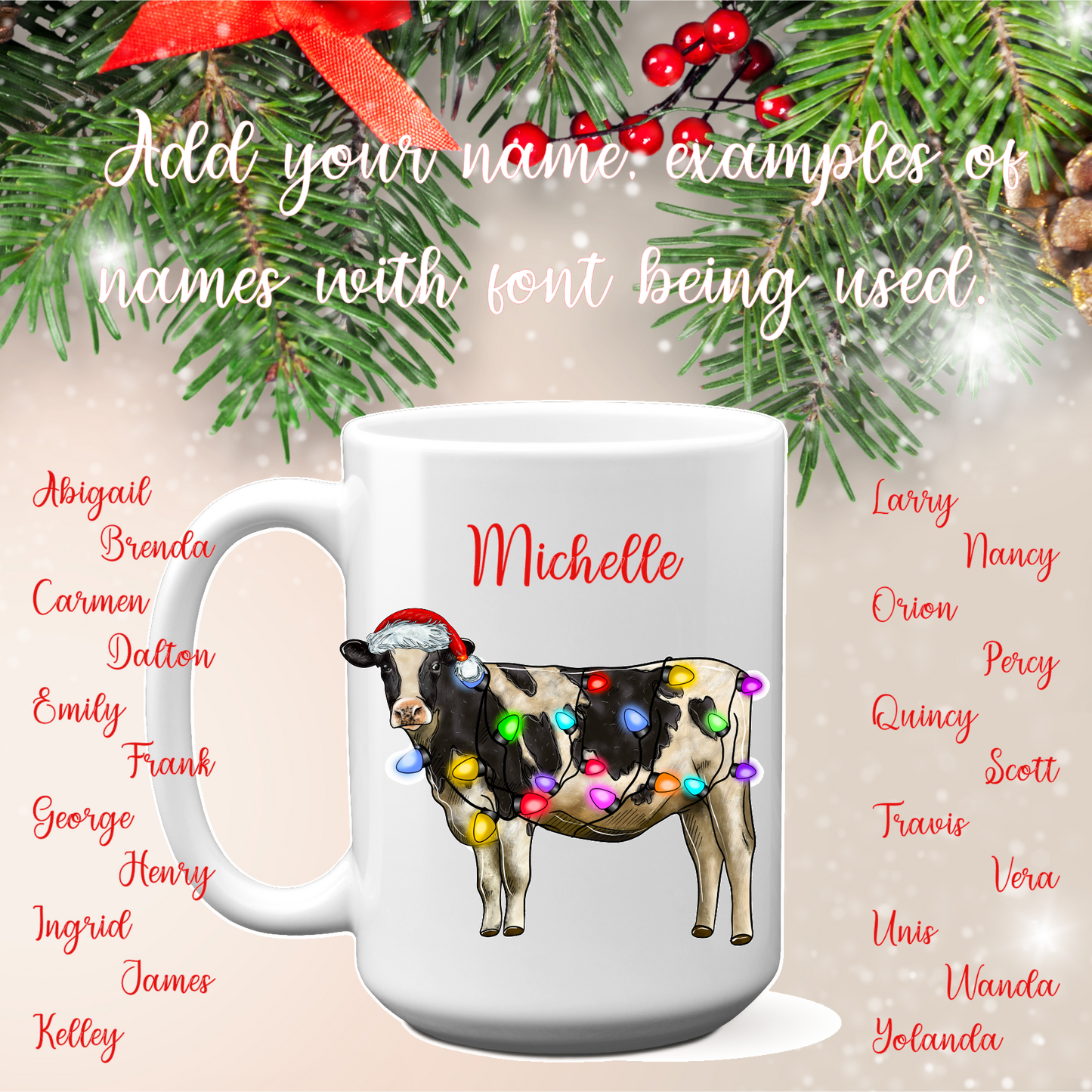 Christmas Dairy Cow Ceramic Coffee Cup