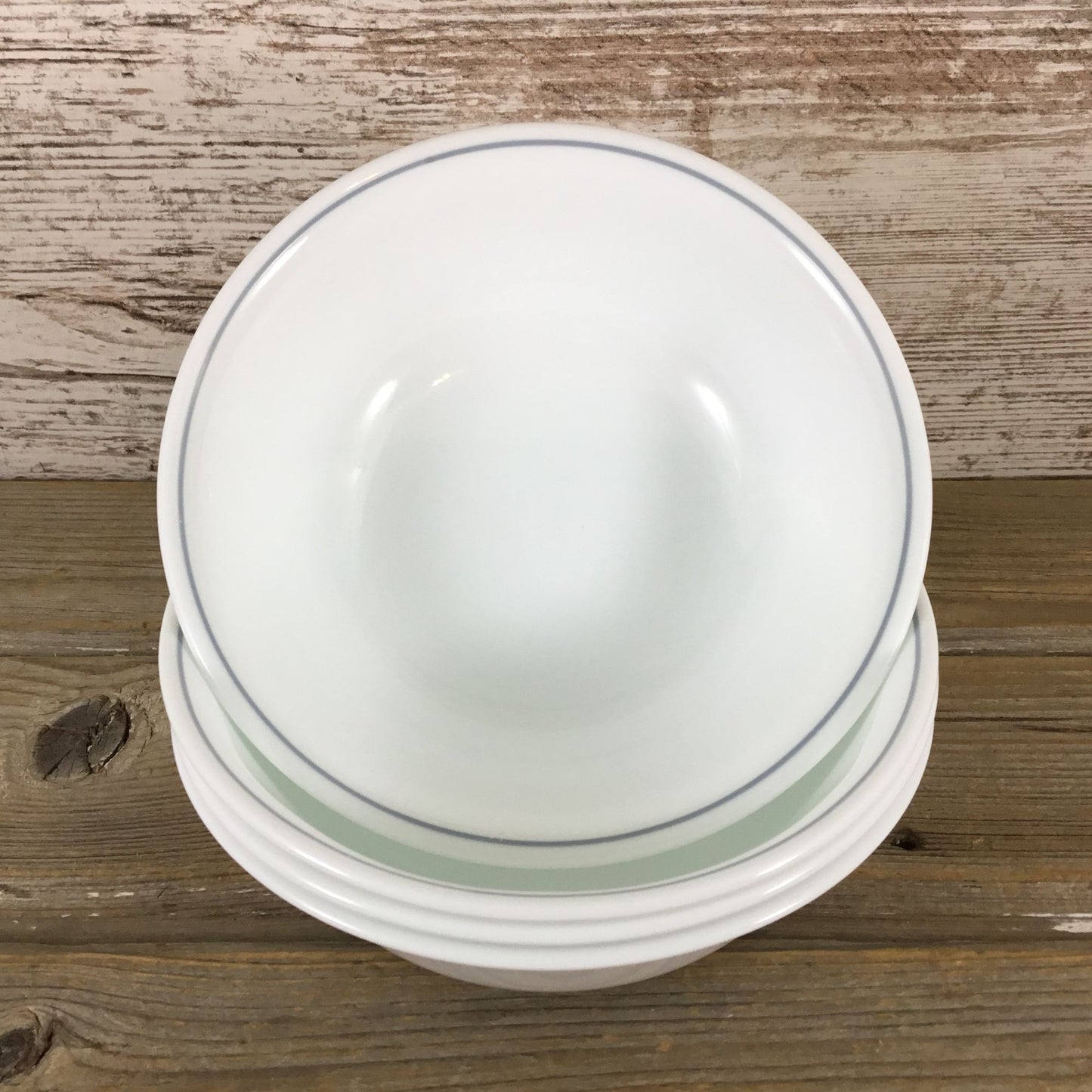 Corelle Apricot Grove/Solitary Rose Soup/Cereal Bowls 6 1/4 Set Of 4 Gray Stripe