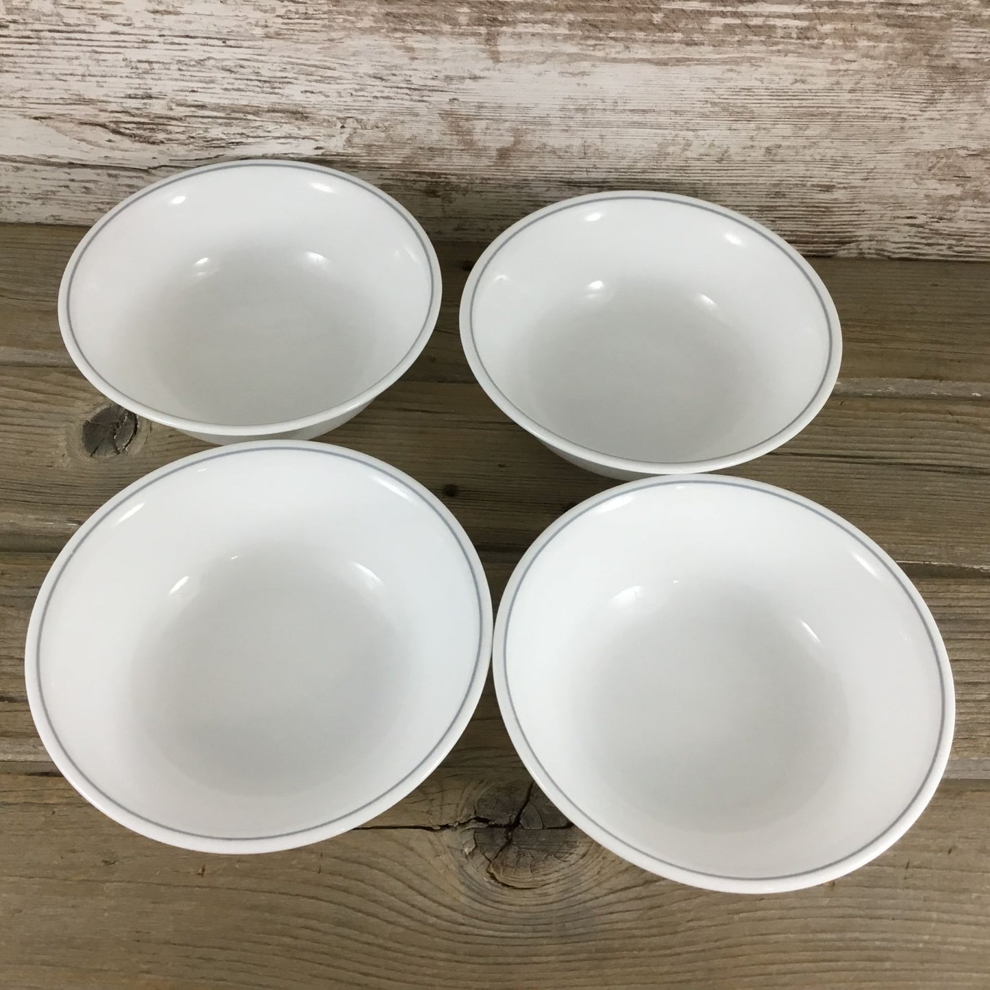 Corelle Apricot Grove/Solitary Rose Soup/Cereal Bowls 6 1/4 Set Of 4 Gray Stripe