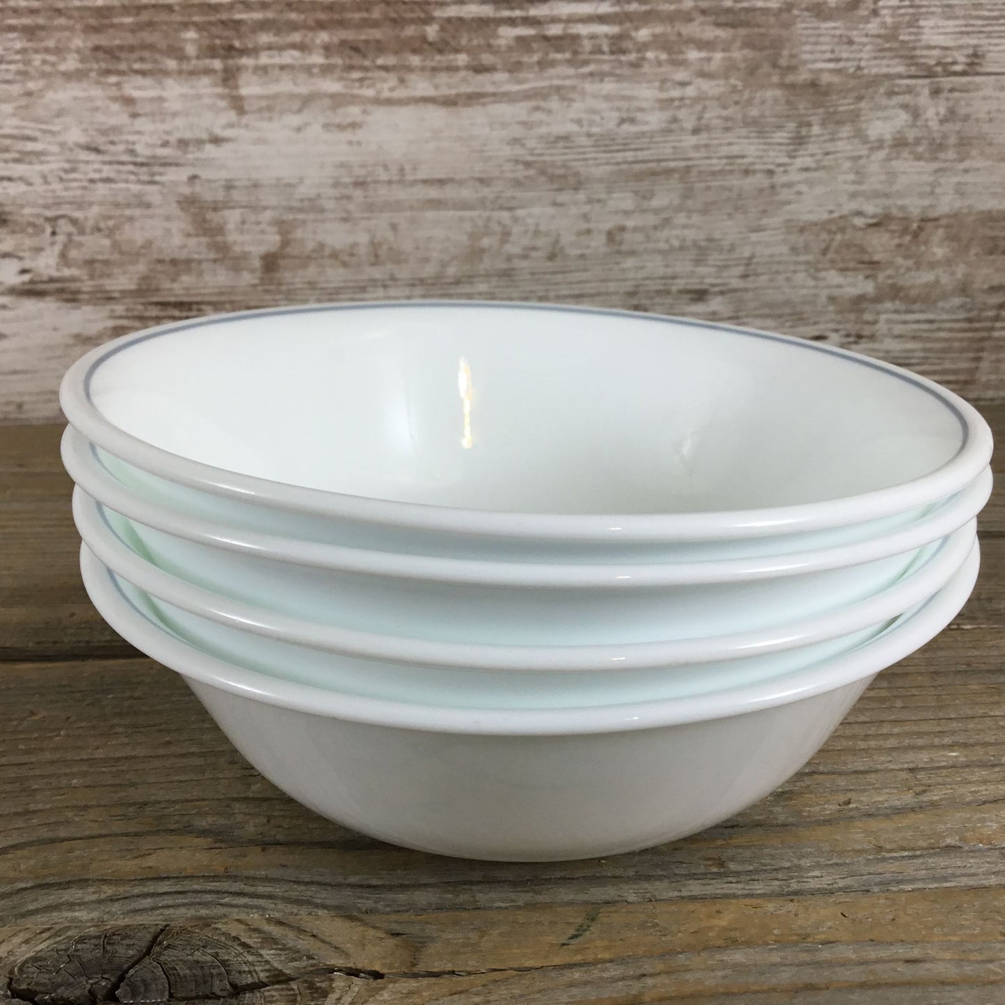 Corelle Apricot Grove/Solitary Rose Soup/Cereal Bowls 6 1/4 Set Of 4 Gray Stripe