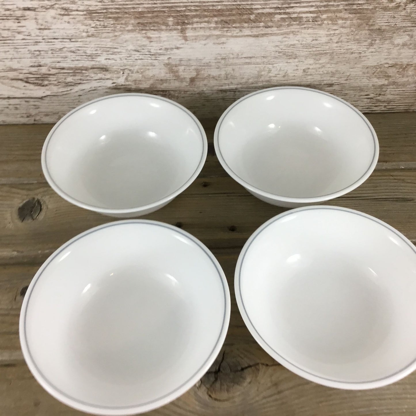 Corelle Apricot Grove/Solitary Rose Soup/Cereal Bowls 6 1/4 Set Of 4 Gray Stripe