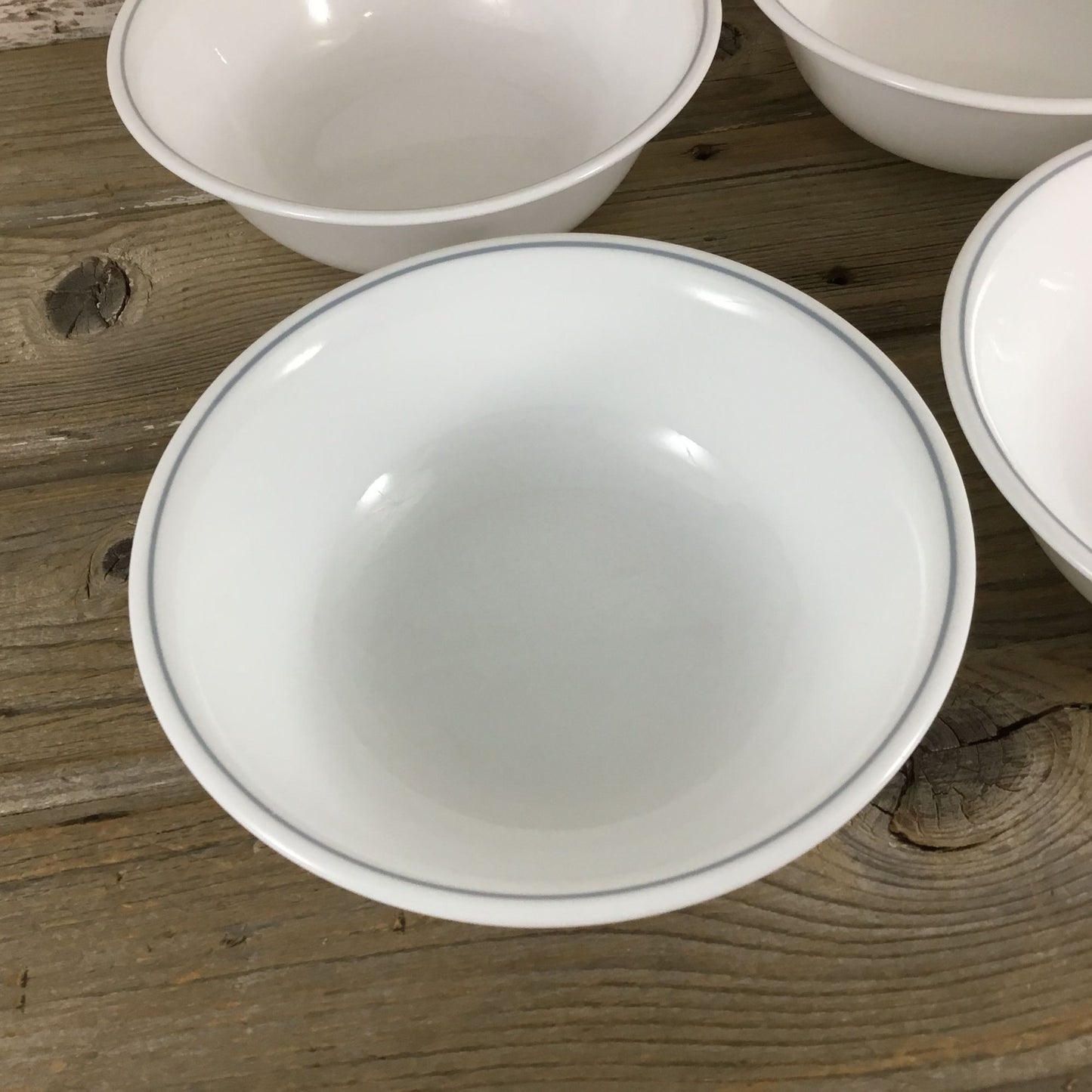 Corelle Apricot Grove/Solitary Rose Soup/Cereal Bowls 6 1/4 Set Of 4 Gray Stripe