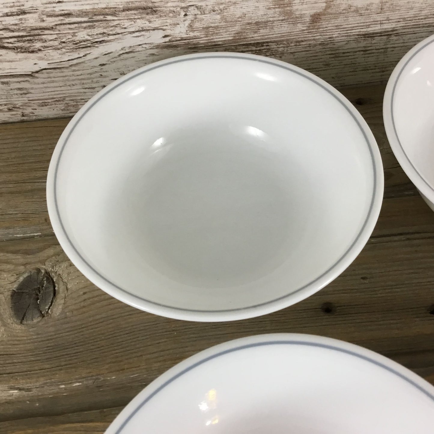 Corelle Apricot Grove/Solitary Rose Soup/Cereal Bowls 6 1/4 Set Of 4 Gray Stripe