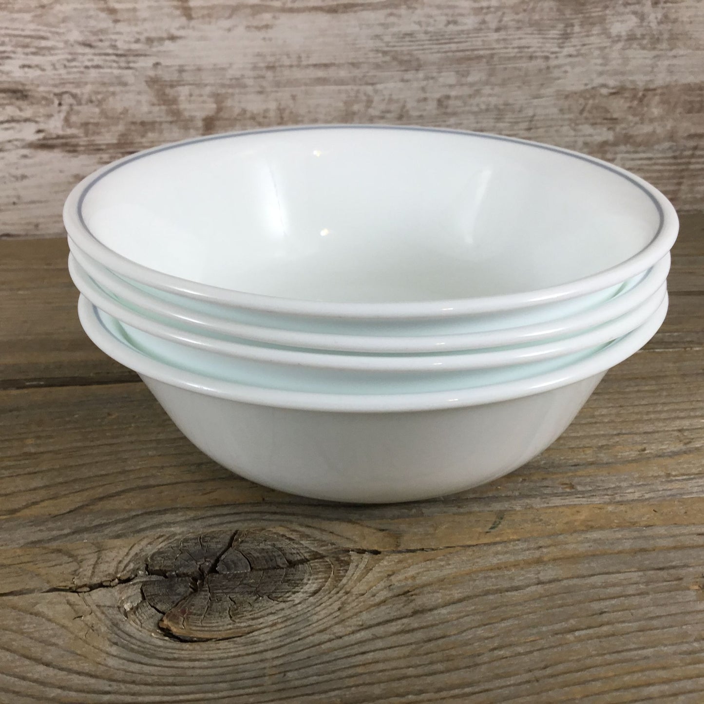 Corelle Apricot Grove/Solitary Rose Soup/Cereal Bowls 6 1/4 Set Of 4 Gray Stripe