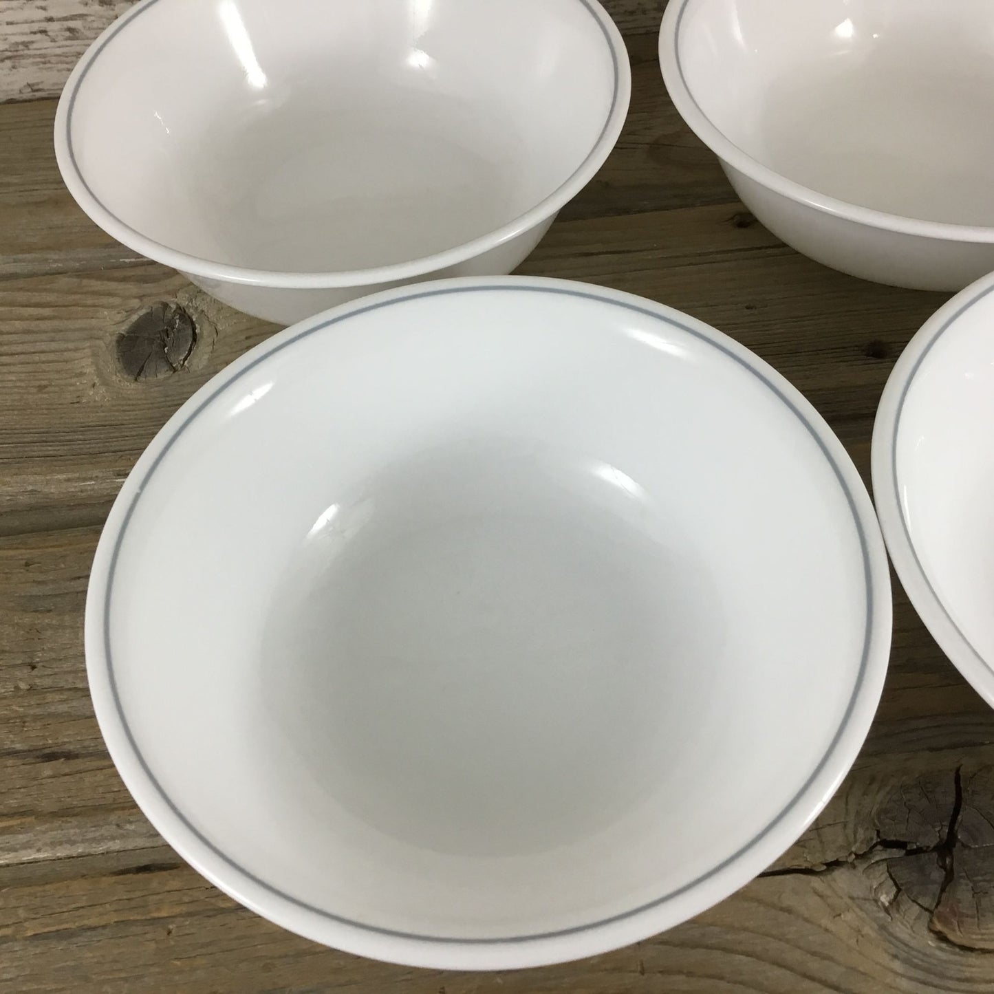 Corelle Apricot Grove/Solitary Rose Soup/Cereal Bowls 6 1/4 Set Of 4 Gray Stripe