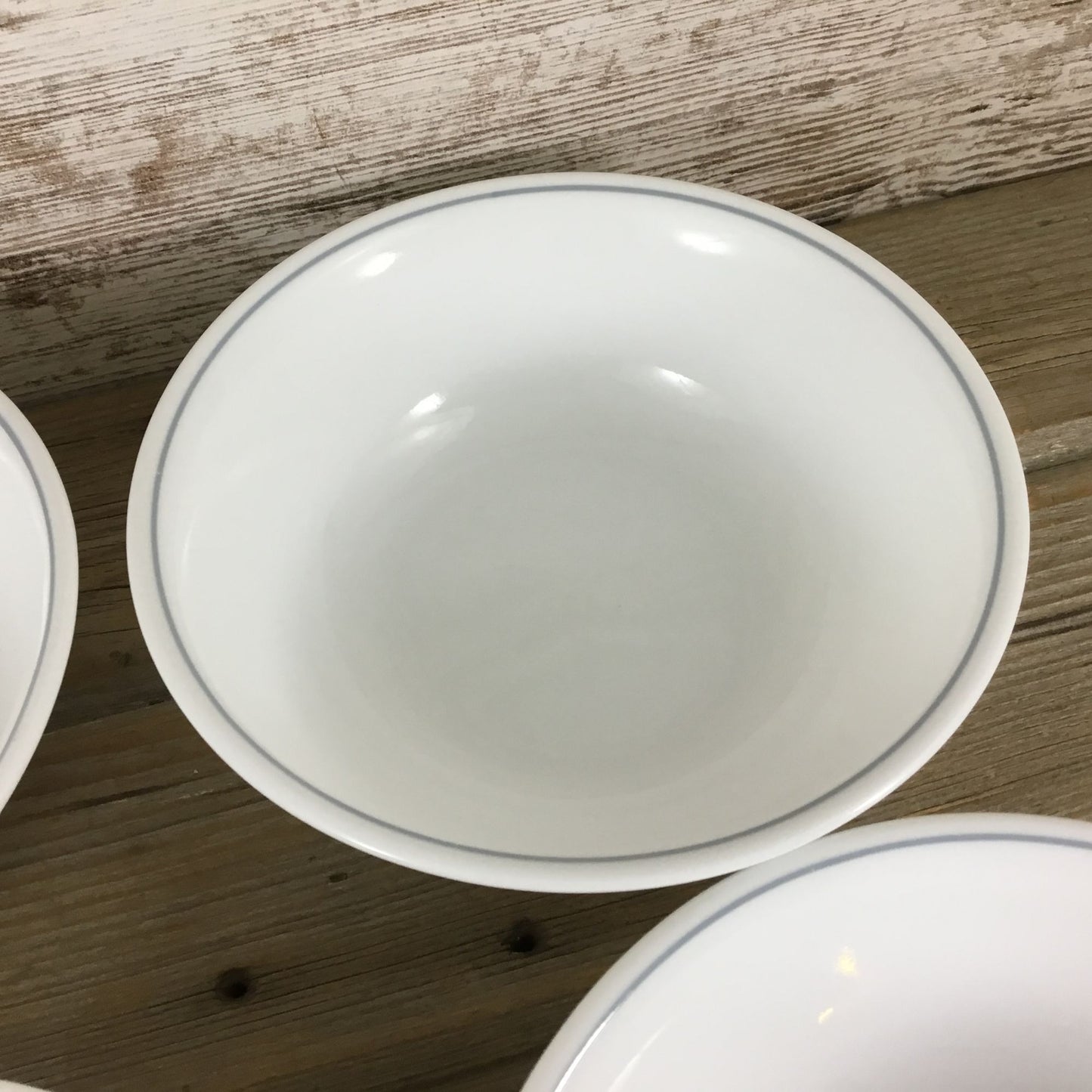 Corelle Apricot Grove/Solitary Rose Soup/Cereal Bowls 6 1/4 Set Of 4 Gray Stripe