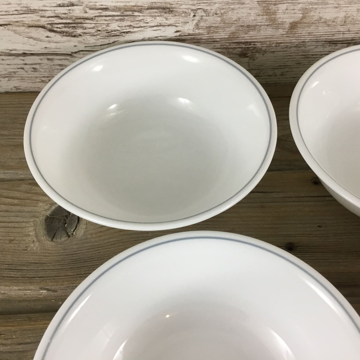 Corelle Apricot Grove/Solitary Rose Soup/Cereal Bowls 6 1/4 Set Of 4 Gray Stripe
