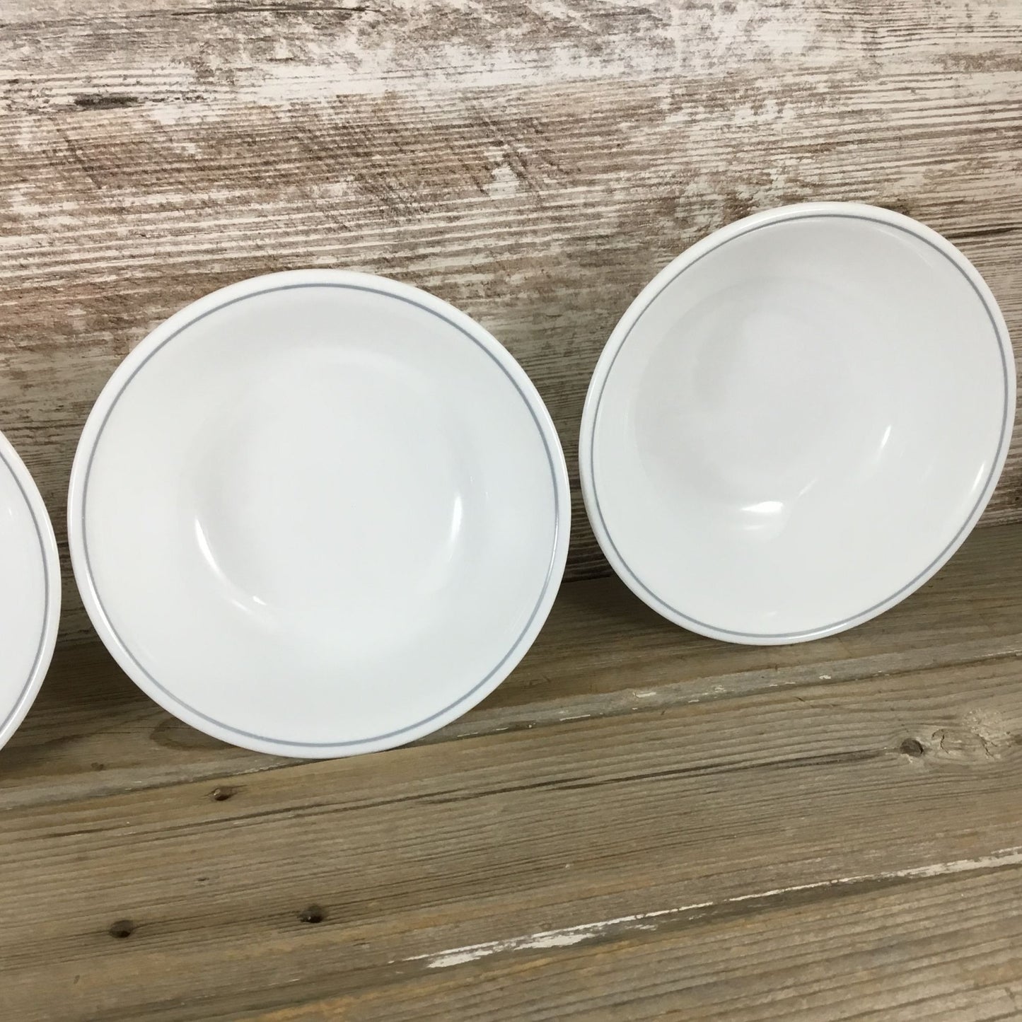 Corelle Apricot Grove/Solitary Rose Soup/Cereal Bowls 6 1/4 Set Of 4 Gray Stripe