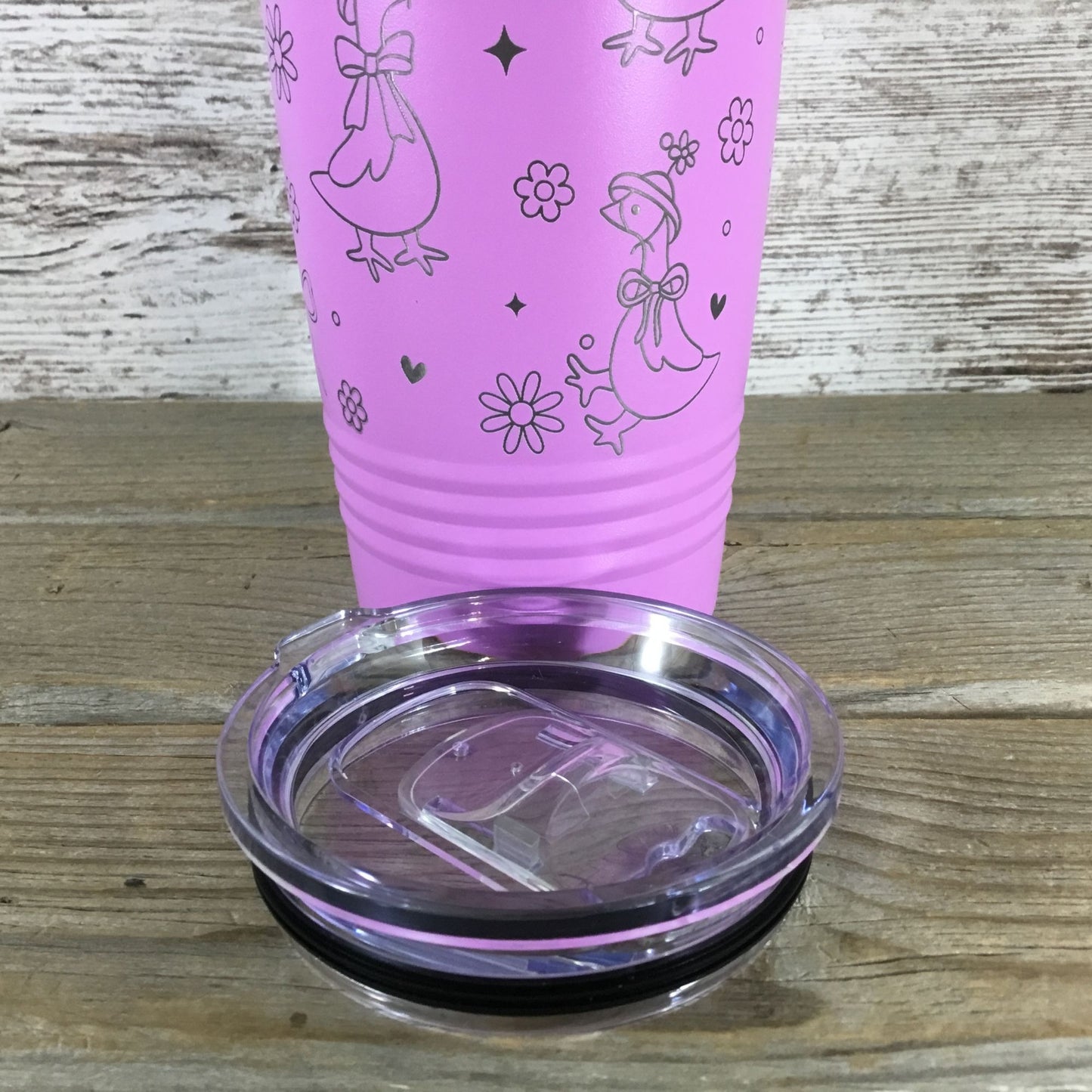 Coquette Silly Geese Engraved 20oz Tumbler – Pink Cup with Hats, Hearts, Stars & Bows
