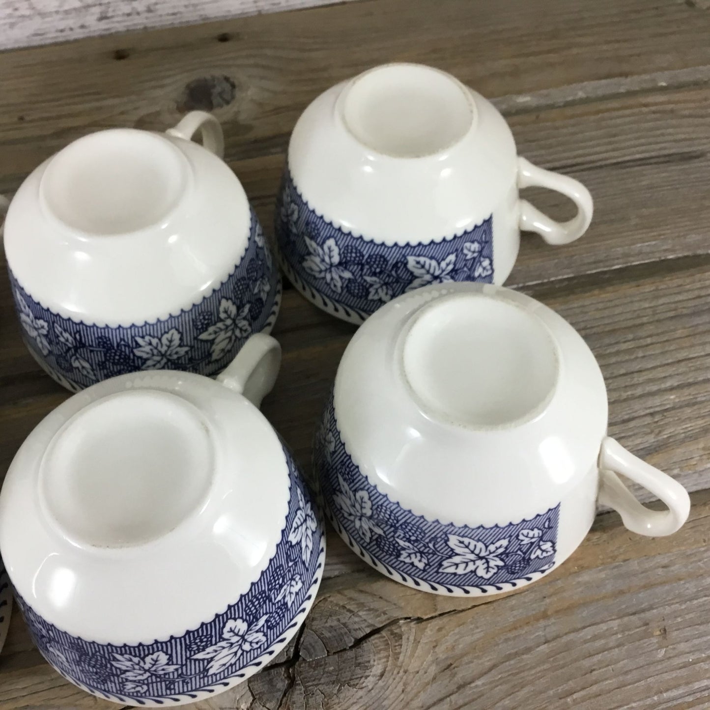 6 Sets Homer Laughlin Stratwood Collection Blue & White Floral Cups & Saucers