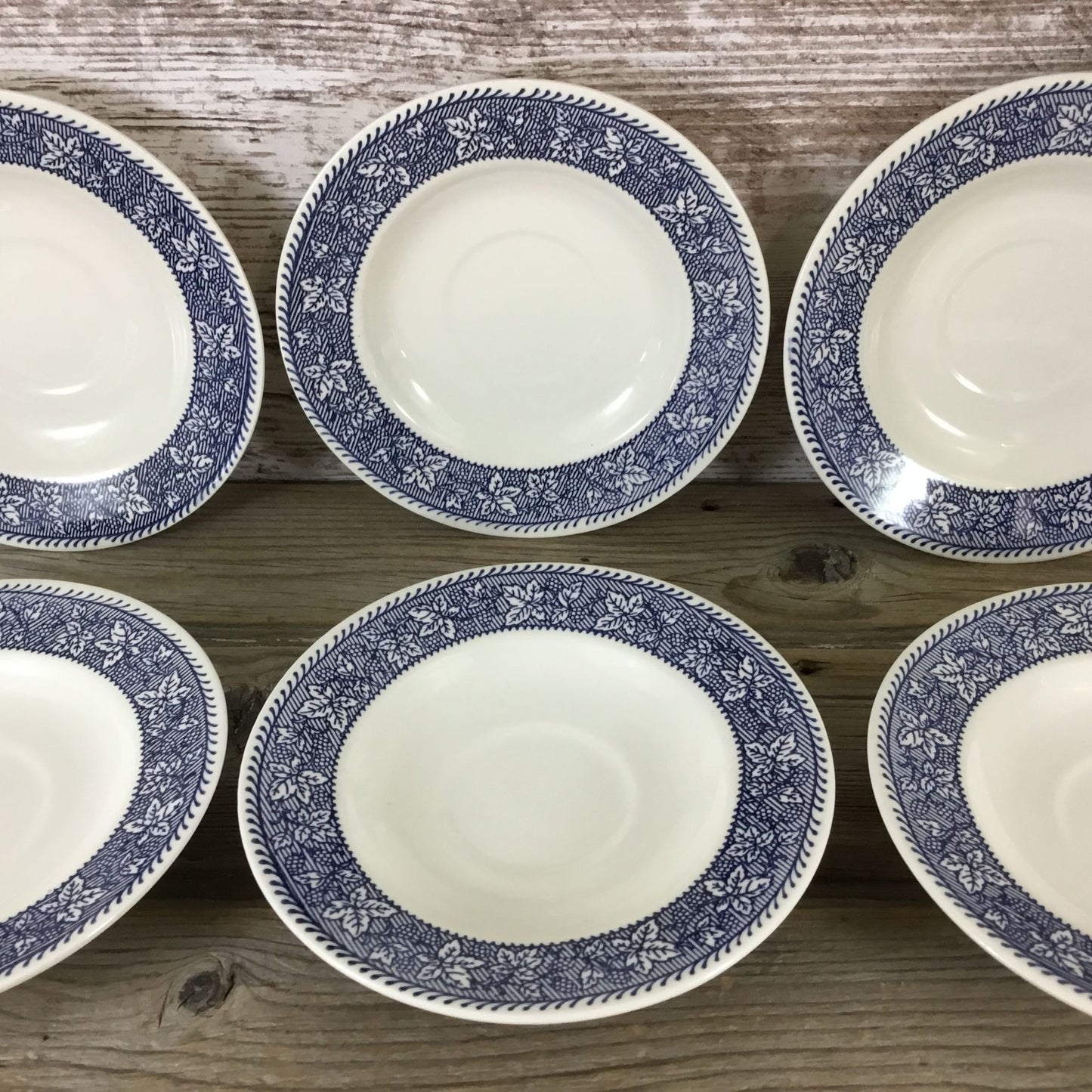 6 Sets Homer Laughlin Stratwood Collection Blue & White Floral Cups & Saucers