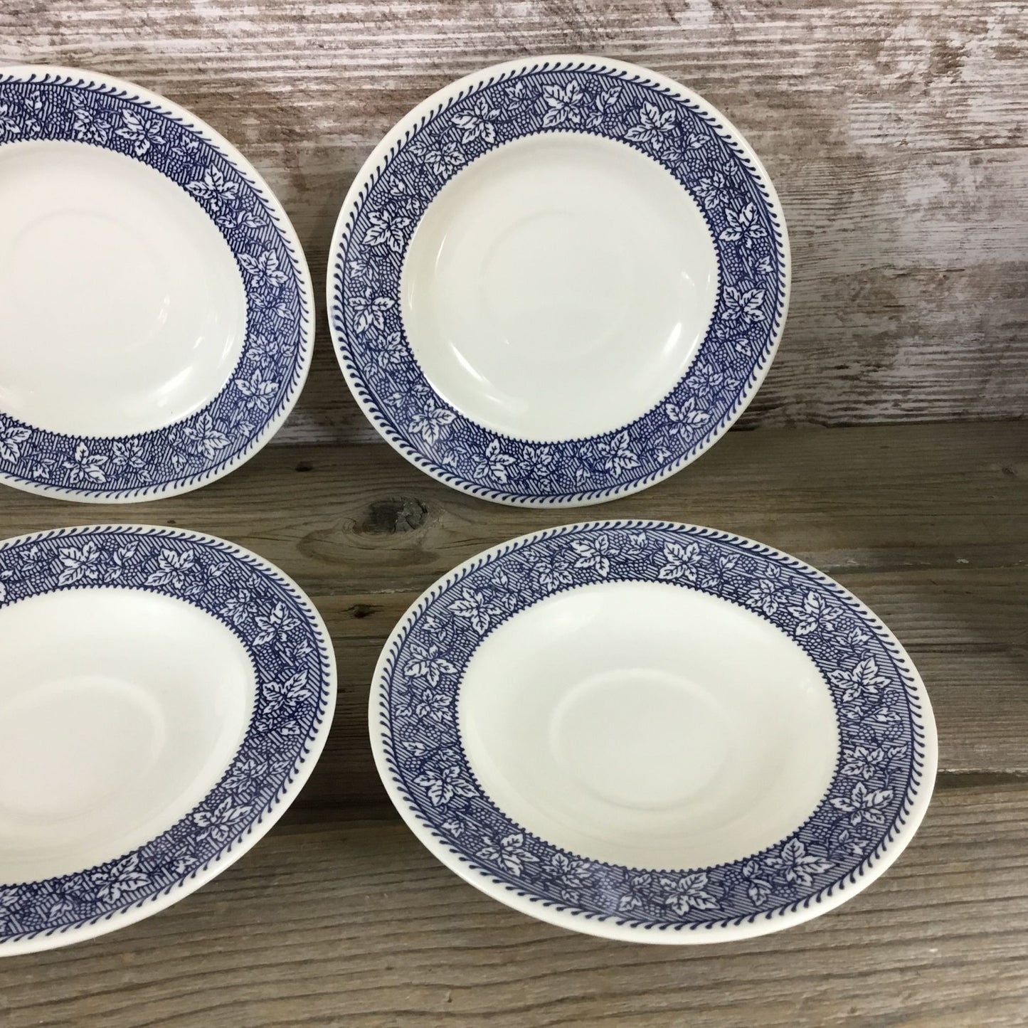 6 Sets Homer Laughlin Stratwood Collection Blue & White Floral Cups & Saucers