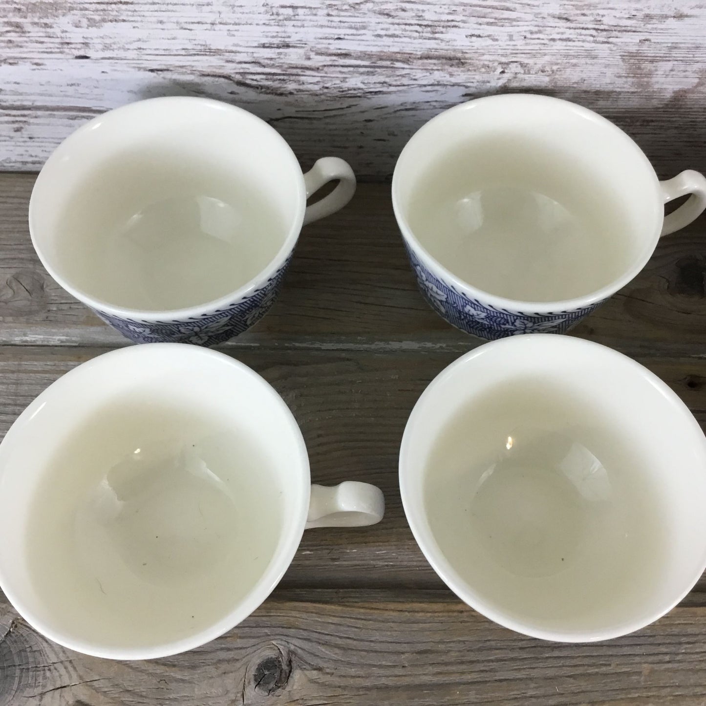 6 Sets Homer Laughlin Stratwood Collection Blue & White Floral Cups & Saucers