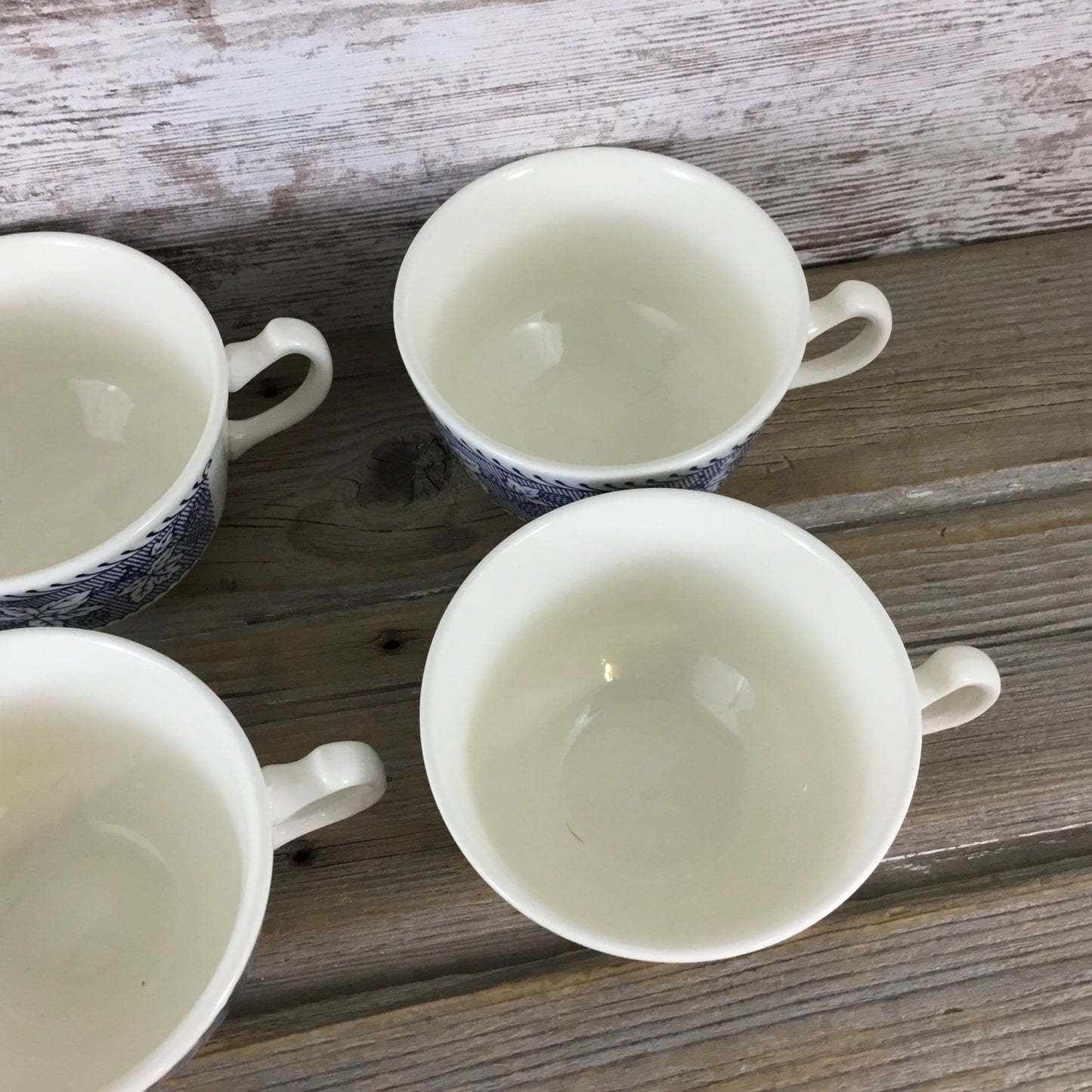 6 Sets Homer Laughlin Stratwood Collection Blue & White Floral Cups & Saucers