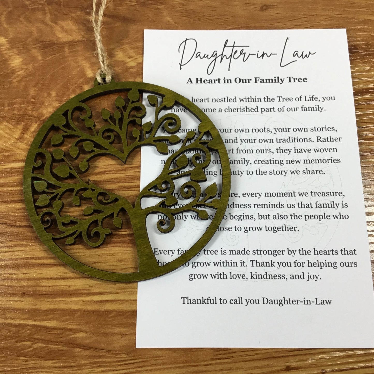 Daughter-in-Law Tree of Life Story Card Ornament