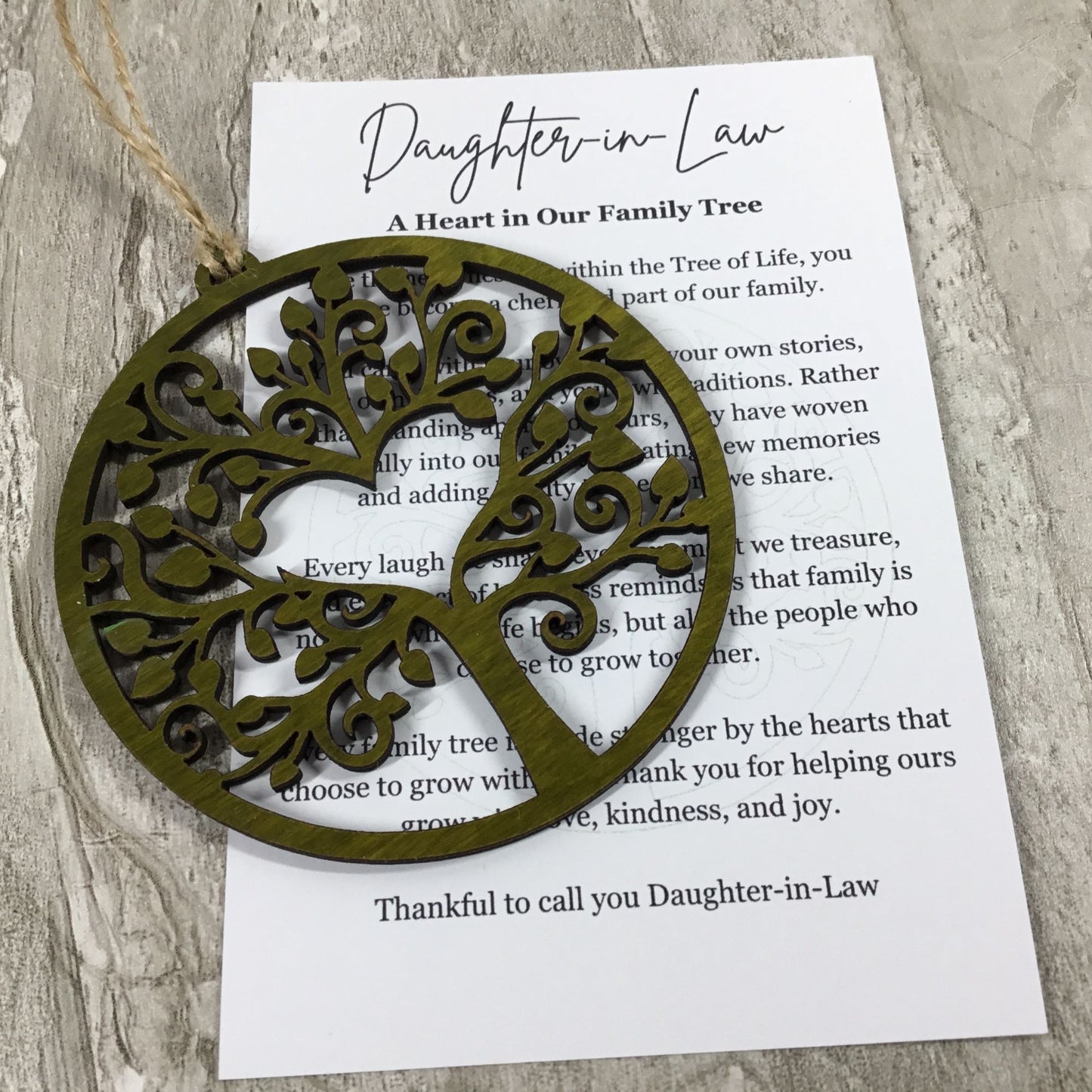 Daughter-in-Law Tree of Life Story Card Ornament