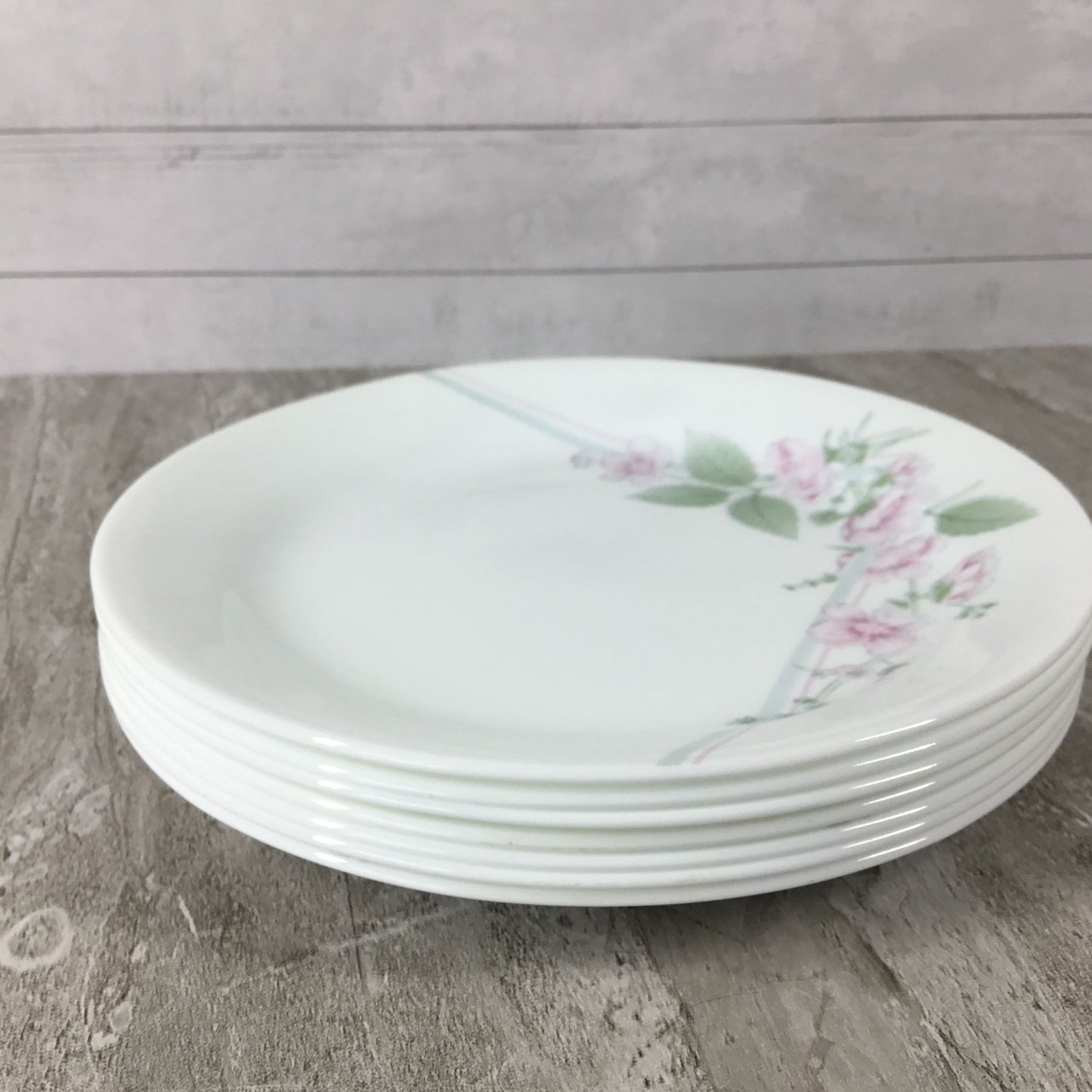 Set of 7 Corelle Corning Veranda Salad Dessert Bread Plates 7 1/4" Pink Flowers