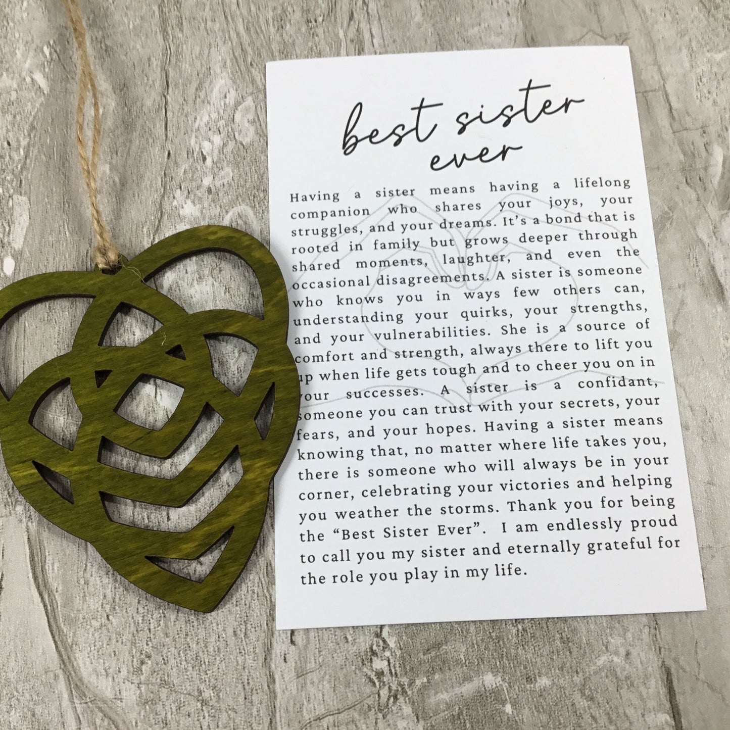 The Sister Celtic Knot Story Card Ornament