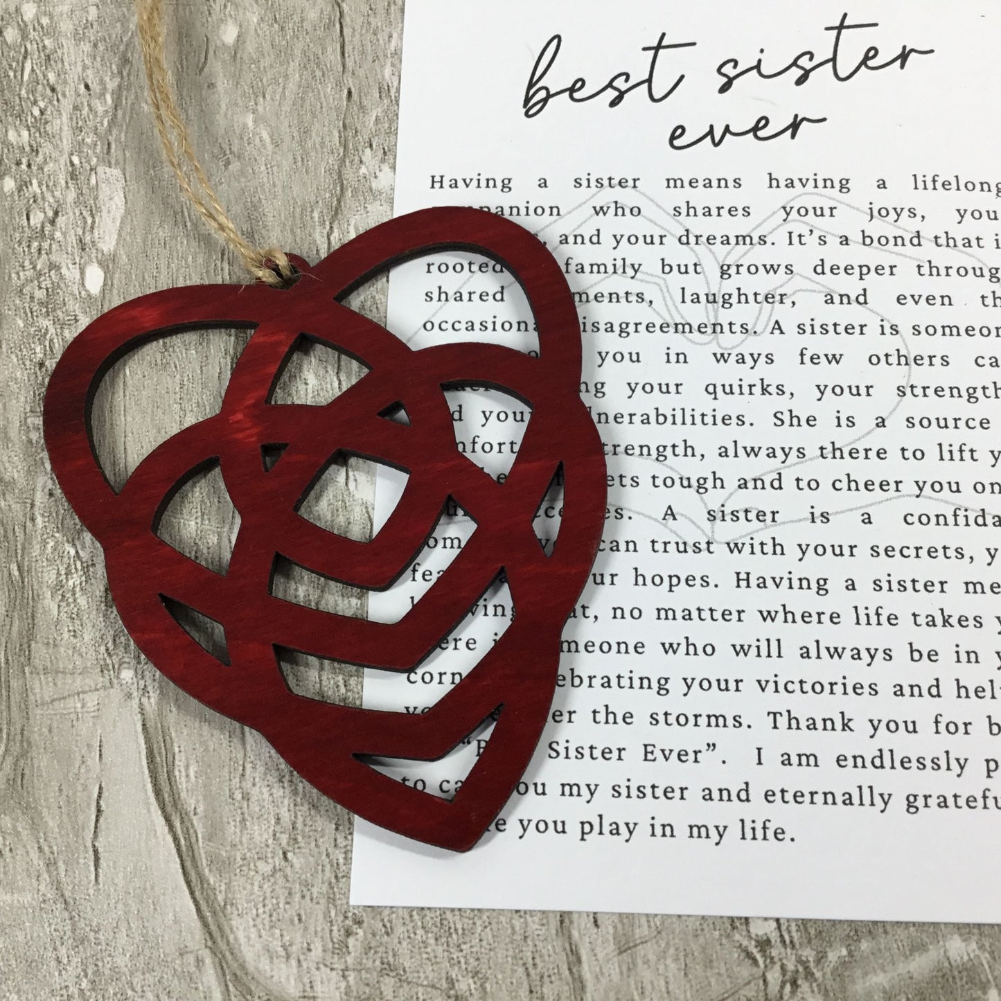 The Sister Celtic Knot Story Card Ornament