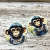 Monkey in Bib Overalls Car Coasters, Set of 2